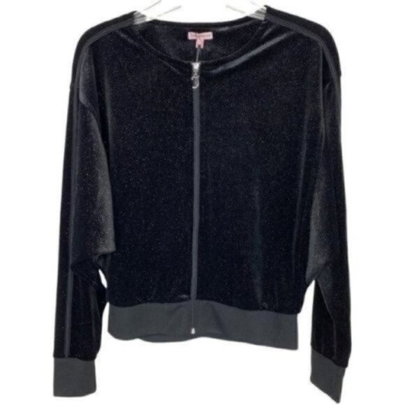 Juicy Couture full zip Jacket 001 black tie size Small New with tags - Picture 1 of 9